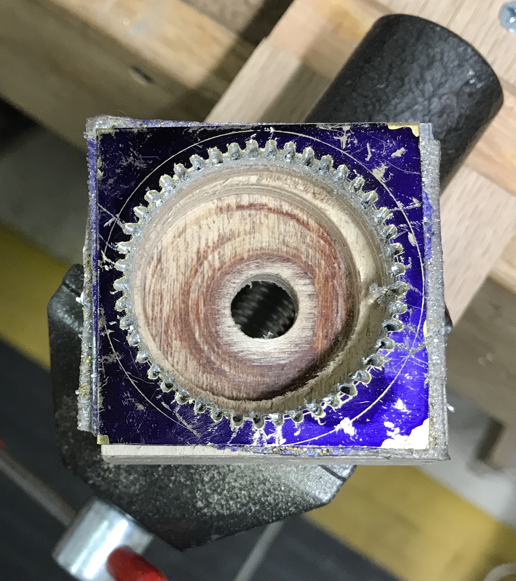 Teeth in inside gear milled with Dremel